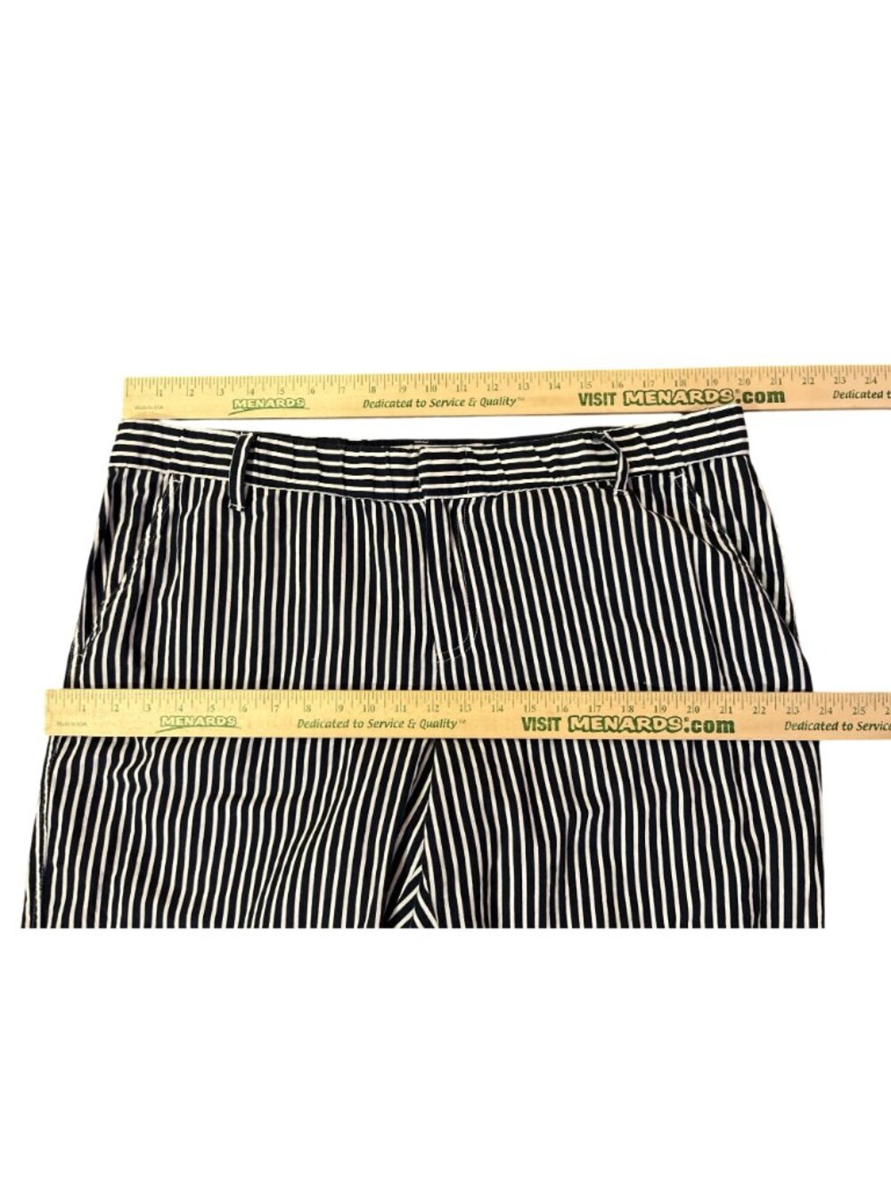 Liz Claiborne Cropped Pants Womens XL Navy White Stripe Linen Used - Picture 9 of 14